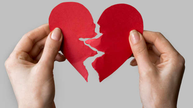 Heart paper broken. Divorce and breakup concept.